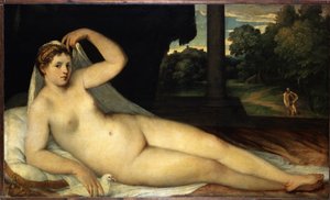 维纳斯（Venus）。兰伯特-苏斯特里斯（Lambert Sustris，1515 或 1520 年-1591 年之后）的作品。布面油画