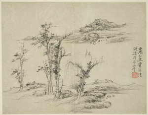 古代大师风格的山水画：倪瓒（1301-1374 年）之作