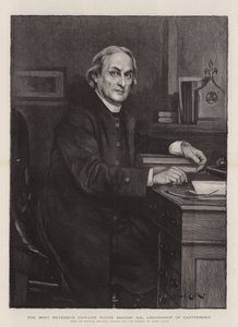 坎特伯雷大主教爱德华-怀特-本森副主教（雕刻）（The Most Reverend Edward White Benson, DD, Archbishop of Canterbury）。 作者 兰斯·卡尔金