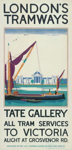 泰特画廊"，伦敦郡议会LCC电车公司的海报，1925年 作者 兰斯·卡特莫尔