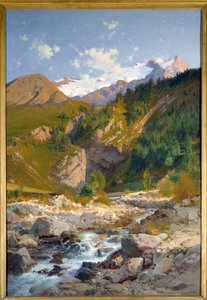 激流中有Chavalchere、Tabuchet冰川和Meije山景观。 洛朗·盖塔尔 (Laurent Guetal) (1841-1892) 的绘画，1888 年格勒诺布尔，美术博物馆 作者 洛朗·瓜塔尔（LaurentGuétal）