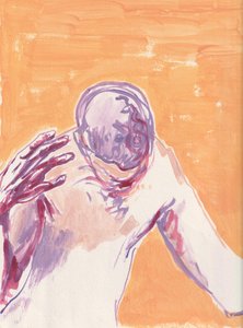 焦虑，2025 年（水彩纸上的丙烯画）