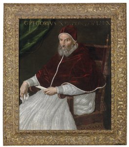 坐四分之三长的格雷戈里十三世教皇肖像，坐下 作者 Lavinia Fontana