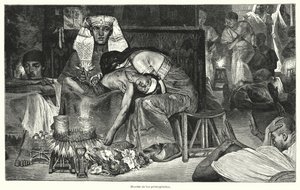 长子之死：埃及十灾中的最后一灾（石版）。 作者 劳伦斯（之后）阿尔玛·塔德玛