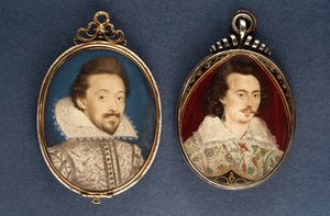 左：劳伦斯希利亚德的一个年轻人的肖像，c.1620。右：Nicholas Hilliard（1547-1619）年轻人的肖像，1585年