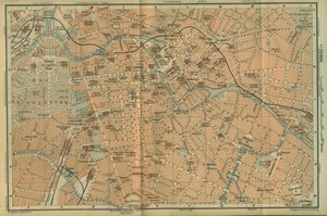 柏林中心的地图，摘自《贝德克尔德国东北部旅游指南》，1892年 作者 莱比锡瓦格纳和德贝斯