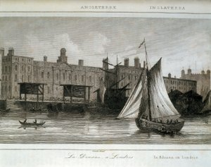 Bea Cukai London di Sungai Thames, Inggris (ukiran) 作者 勒迈特