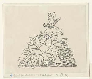 花与蜻蜓 作者 Leo Gestel（艺术家签名）