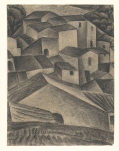 意大利村庄的房屋 作者 Leo Gestel（艺术家签名）