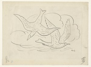 两只鸟 作者 Leo Gestel（艺术家签名）