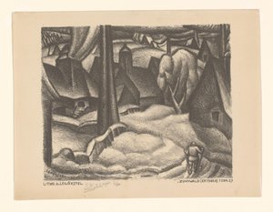 Zinnwald（矿石山）（实物上的原标题） 作者 Leo Gestel（艺术家签名）