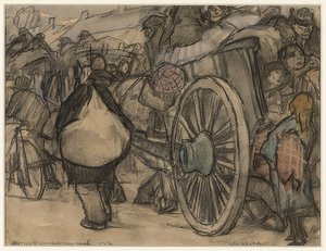 阿姆斯特丹河畔罗森达尔（Flüchtlingeauf dem Weg von）阿姆斯特丹（从安特卫普到罗森达尔的途中的难民）。 1914年 作者 里奥格斯特尔