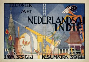 海报 Telefoneer met Nederlandsch-Indië（荷属东印度群岛电话）
与荷属东印度群岛的电话（......）（物品上的标题） 作者 里奥·维瑟