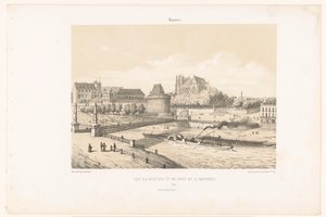 南特卢瓦尔河上的城堡和 Pont de la Rotonde 景观 南特。 Vue du château et du pont de la Rotonde（物体上的标题） 当代法国（系列名称） La France de nos jours（系列标题） 作者 莱昂·奥古斯特·阿塞琳娜