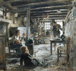 Une Famille, Interieur Fonte (父亲的回归) 1887 (纸上粉彩画)