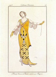 3285642 Dioné，Bakst 绘制，Jeanne Paquin 制作。 巴黎服饰 no.73 作者 莱昂·巴克斯特