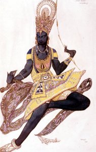 Vaslav Nijinsky 或 Nijinsky (1889-1950) 的服装由 Leo Bakst 为 Reynaldo Hahn (1875 - 1947) 的“蓝神”创作 作者 莱昂·巴克斯特