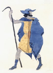 科隆努斯-陌生人的恋母癖服装设计c。 1899-1909年（铅笔，w - c和纸上的银漆） 作者 莱昂·巴克斯特