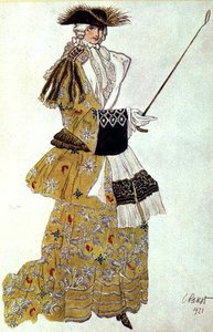 狩猎男爵夫人的服装设计，来自《睡美人》。 作者 莱昂·巴克斯特