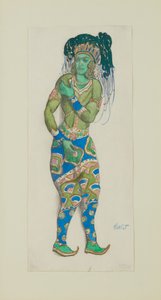 R.哈恩为芭蕾舞团《蓝神》设计的服装，1910年。 作者 莱昂·巴克斯特