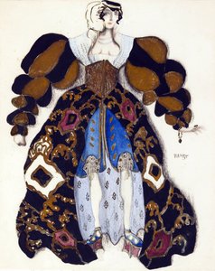 R. Strauss 的芭蕾舞团“La Legende de Joseph”的服装设计 - Bakst, Leon (1866-1924) - 1914 - 水彩，纸上水粉 - 33x28 - 私人收藏 作者 莱昂·巴克斯特