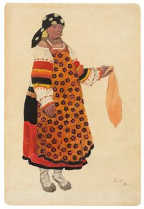 农民的女人。 1922年在巴黎ThétreFemina的Vaudeville Old Moscow的服装设计。 作者 莱昂·巴克斯特