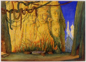 哈恩（R. Hahn）的《芭蕾舞蓝神》的舞台设计，1911年 作者 莱昂·巴克斯特