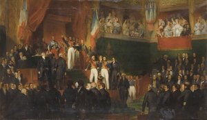 路易-菲利普（1773-1850）1830年在众议院宣誓就任国王，1830年8月9日，LeON-JEAN-BASILLE PERRAULT和他的工作室的绘画作品 - 路易-菲利普一世在众议院宣誓就任国王，1830年8月9日pa