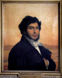 让-弗朗索瓦 (Jean Francois) Champollion (1790-1832) 的肖像，法国埃及学家，破译象形文字。 莱昂的绘画