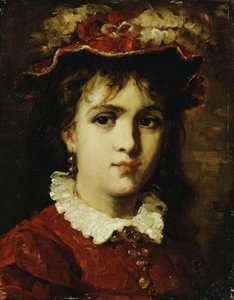 一位年轻女子的画像，1876年 作者 莱昂·约瑟夫·弗洛伦汀·波纳特