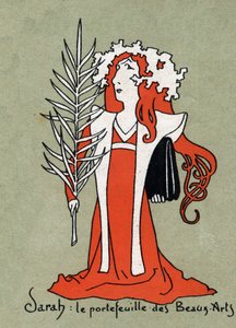 Henriette Rosine Bernard dit Sarah Bernhardt（1844-1923 年）的漫画，作为美术作品集 - Leon Lebegue（1863-1944 年）的插图 - "Le sun-du-dimanche" 中的版画