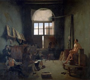 大卫工场，1814年。 作者 Leon Mathieu Cochereau