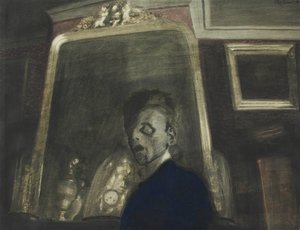 镜子前的自画像》，1908年。 作者 里昂·斯皮里亚特