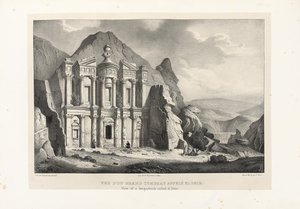 1830年佩特拉（Petra）的大坟墓的景象 作者 莱昂·德·劳德
