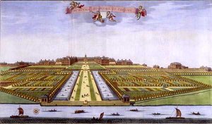 位于切尔西的皇家医院，来自约翰内斯-基普（约1652-1722年）雕刻的《伦敦概览》。