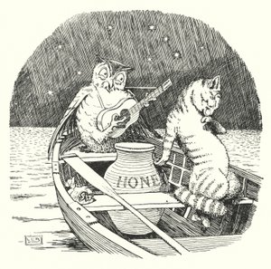 猫头鹰与小猫》（石版画 作者 伦纳德·莱斯利·布鲁克