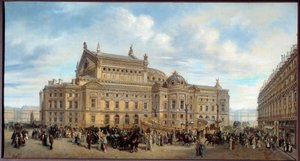 加尼叶歌剧院，从奥贝尔街远眺，约 1880 年（布面油画） 作者 