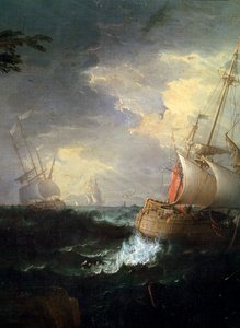 波涛汹涌的大海，c1700-1750年。详情。
