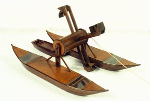 泻湖挖泥船，根据 Leonard de Vinci (Leonardo da Vinci) (1452 - 1519) 绘制的模型。 米兰科技博物馆。