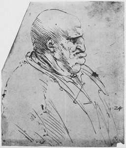 《右边的人的怪诞轮廓》，c1480 1945年 作者 达芬奇（Leonardo da Vinci）