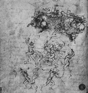 骑兵与步兵之战，c1480 1945年 作者 达芬奇（Leonardo da Vinci）