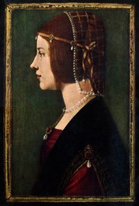 比阿特丽斯·埃斯特（Beatrice d&39;Este），1475-1497，c1490。 作者 达芬奇（Leonardo da Vinci）