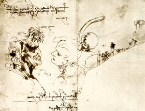 两个男性头的草稿 作者 达芬奇（Leonardo da Vinci）