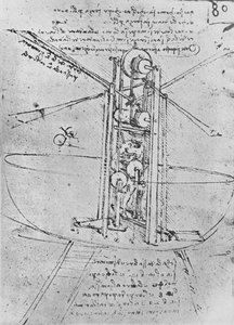 1945年c1480年，一个有人操作的飞行器的图纸 作者 达芬奇（Leonardo da Vinci）