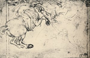 骑兵与格里芬之间的战斗，c1480 1945年 作者 达芬奇（Leonardo da Vinci）