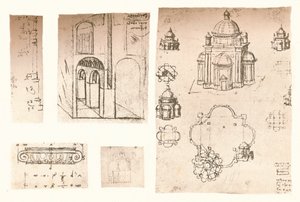 五幅建筑图，c1472-c1519 1883 作者 达芬奇（Leonardo da Vinci）