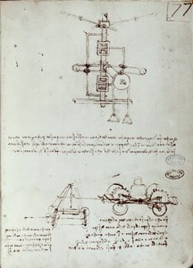 飞行器绘图。 莱昂纳多·达·芬奇 (Leonardo da Vinci) 手稿 作者 达芬奇（Leonardo da Vinci）