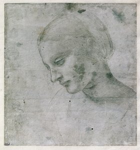 一名年轻女子的头或处女的头，c.1490（纸上的银点） 作者 达芬奇（Leonardo da Vinci）