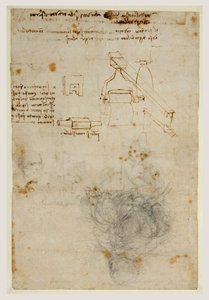 老人和机械研究负责人，c.1503-06（黑色粉笔，钢笔和棕色墨水） 作者 达芬奇（Leonardo da Vinci）