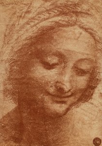 女主人或SantAnna的头，由莱昂纳多达芬奇绘画，现在在卢浮宫学习圣安娜斯的绘画主持人麦当娜与儿童和圣安娜。该设计位于Gallerie dellA 作者 达芬奇（Leonardo da Vinci）